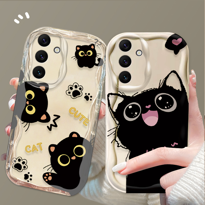 Samsung Galaxy A55 - Чехол Cute Big Eyes Black Cat